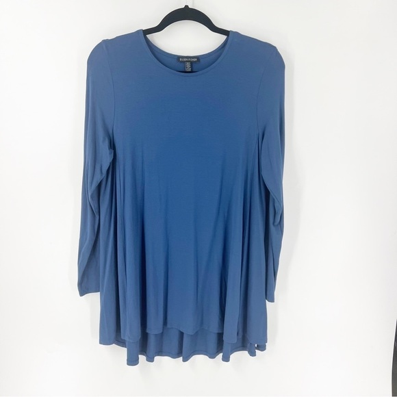 ✅ Eileen Fisher SCOOP Neck BLUE Long Sleeve TUNIC SIZE MEDIUM - Picture 1 of 5